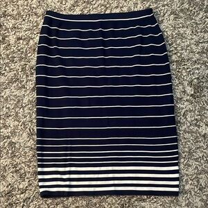 Navy and White Striped Women's Cotton Skirt - elastic waist